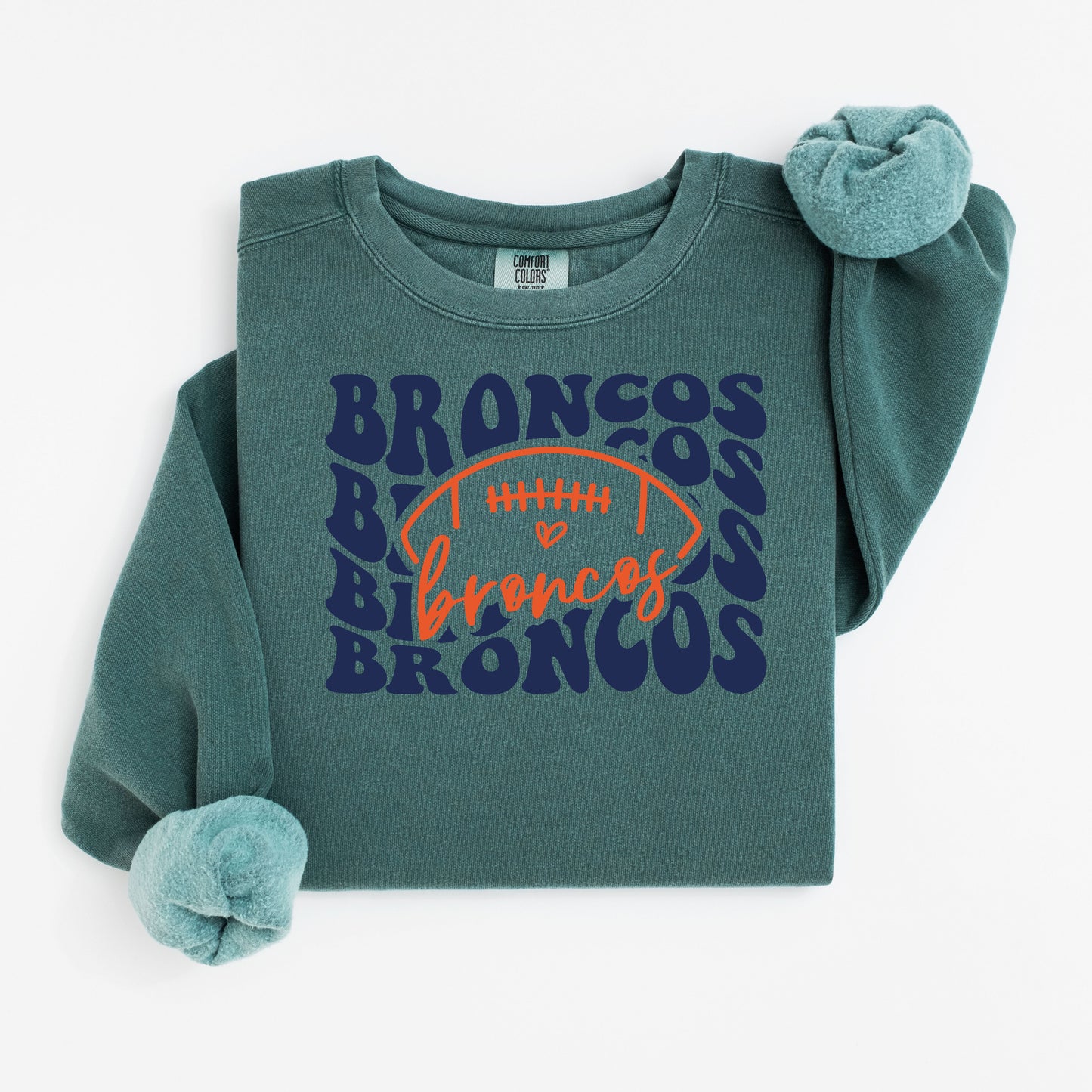 Broncos Groovy Repeat Vintage Wash Hoodie or Crew
