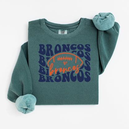 Broncos Groovy Repeat Vintage Wash Hoodie or Crew