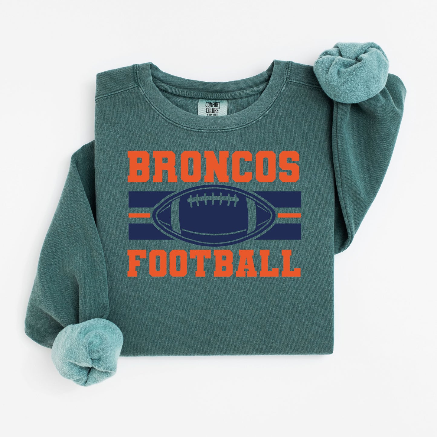 Broncos Football Vintage Wash Hoodie or Crew