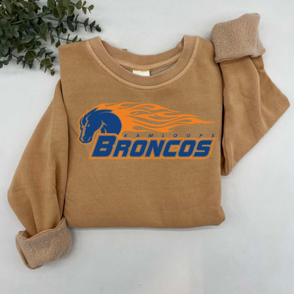Traditional Broncos Logo Vintage Wash Hoodie or Crew