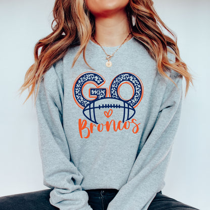 Go Broncos Heart Plush Hoodie or Crew
