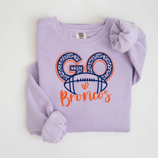 Go Broncos Heart Vintage Wash Hoodie or Crew