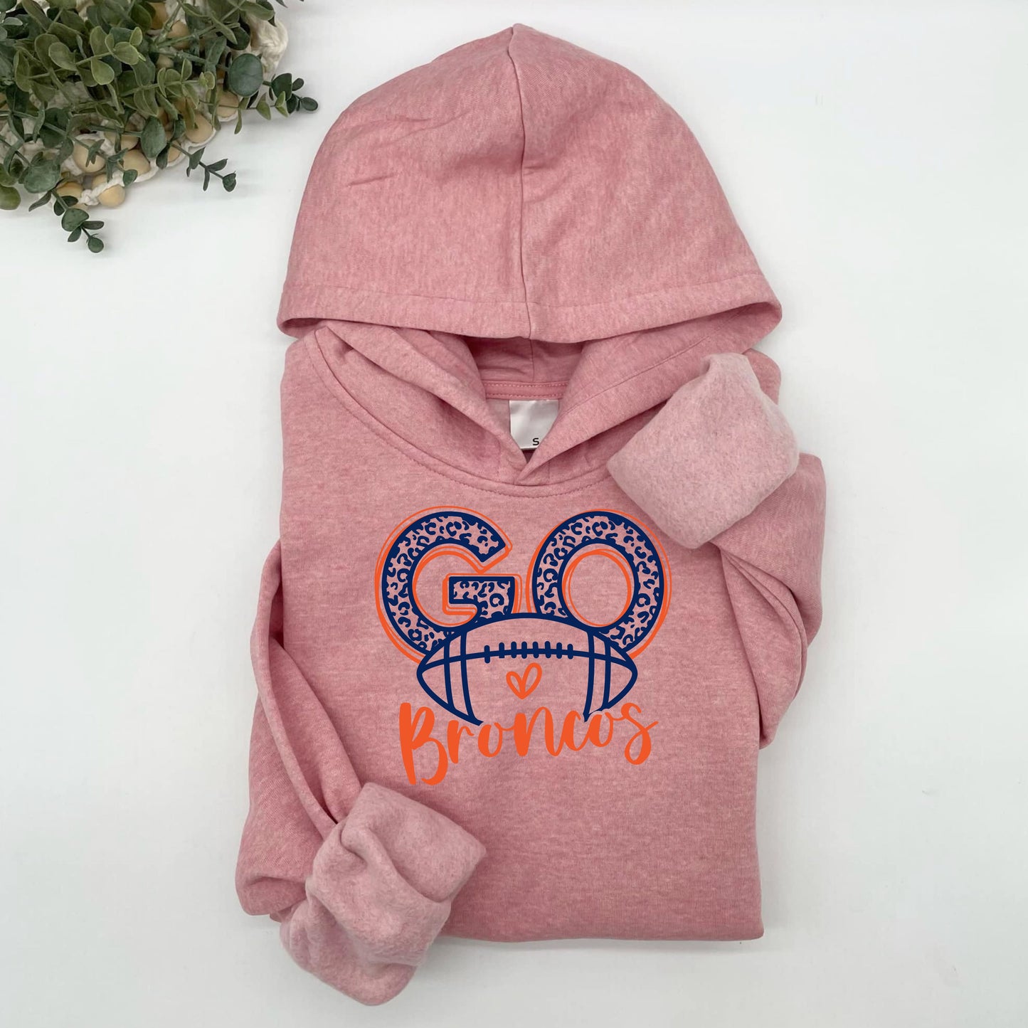 Go Broncos Heart Plush Hoodie or Crew