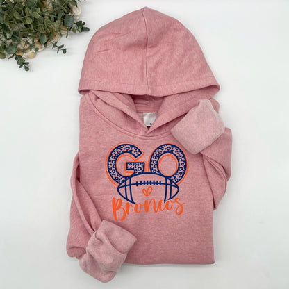 Go Broncos Heart Plush Hoodie or Crew