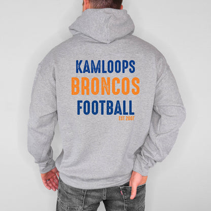 Kamloops Broncos Football est 2007 Font Plush Hoodie or Crew