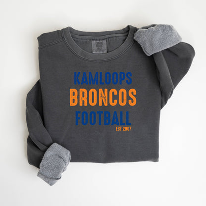 Kamloops Broncos Football est 2007 Vintage Wash Hoodie or Crew