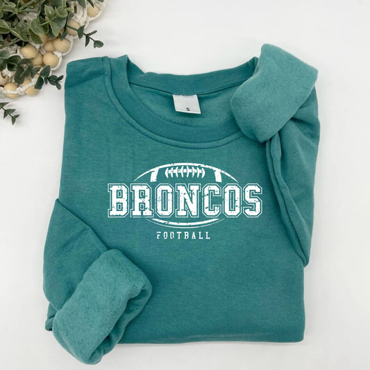 Distressed Broncos Logo Plush Hoodie or Crew