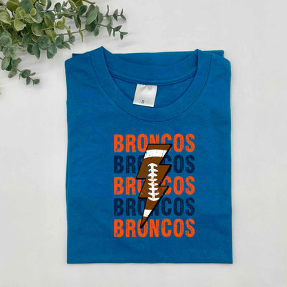 Broncos Repeat Football Lightning Tri Blend Adult Tee