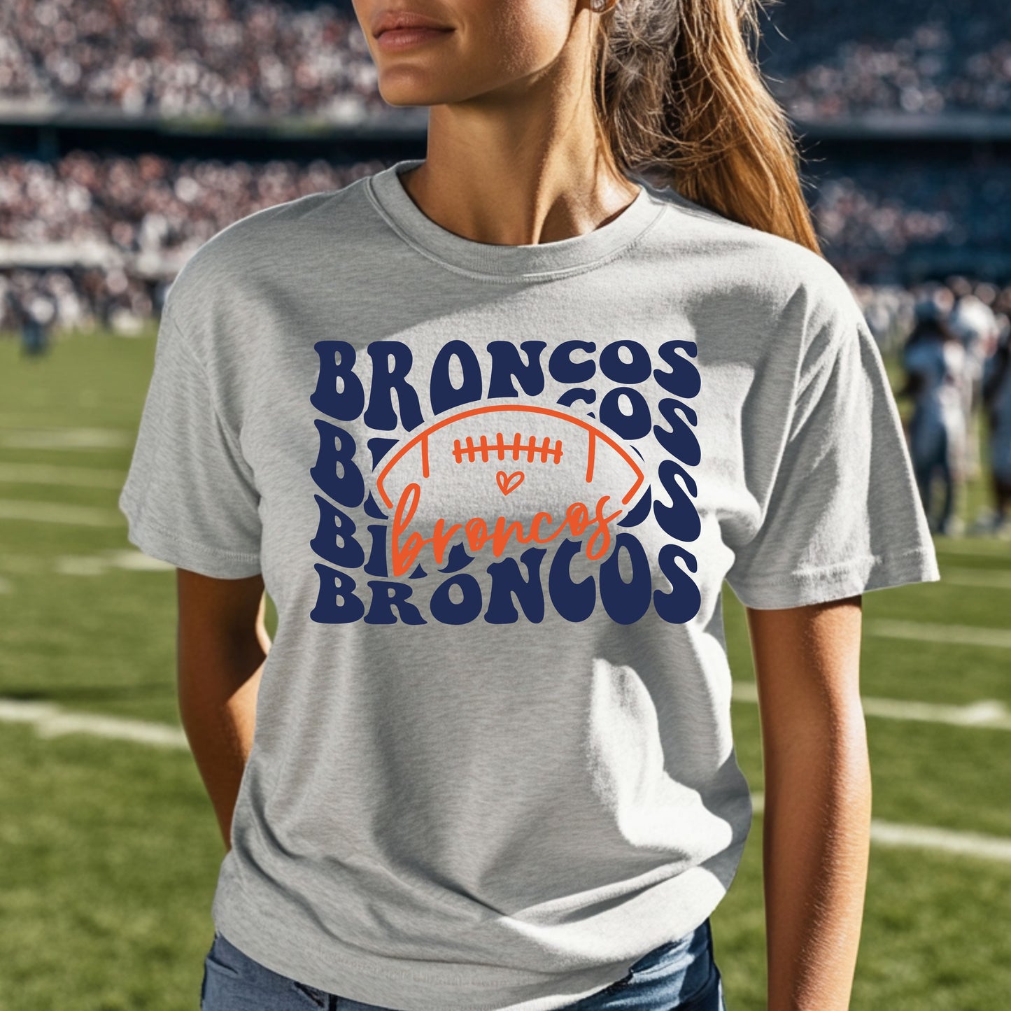 Broncos Groovy Repeat Tri Blend Adult Tee